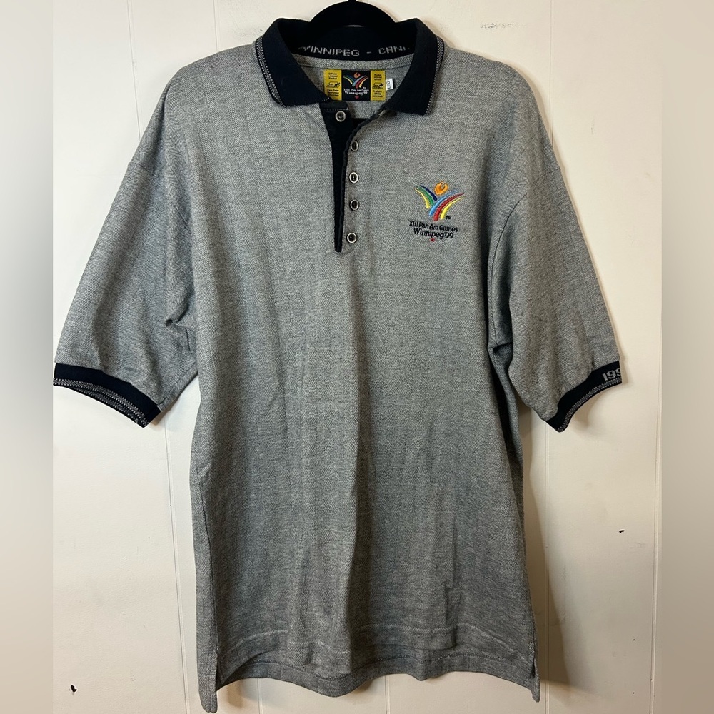 Vintage 1999 XIII Winnipeg Pan Am games, grey Large, long fitted shirt